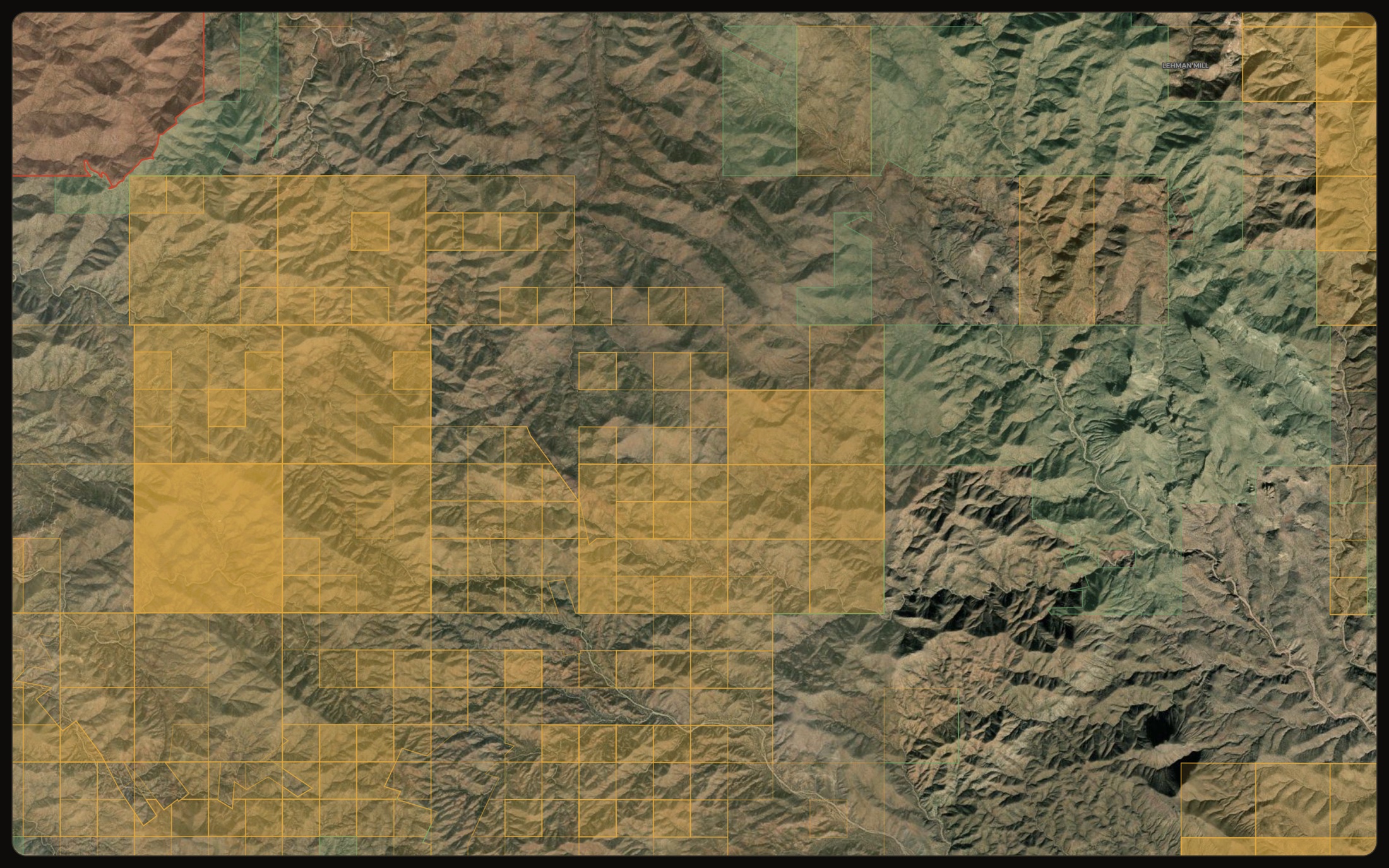 Mining claims and open ground with a claim read