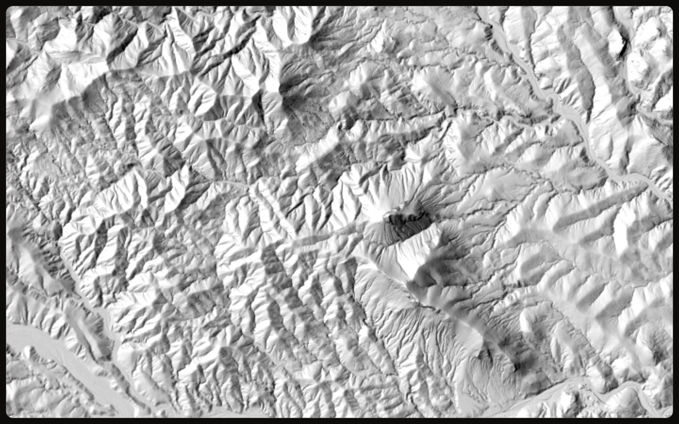 One metre bare-earth LiDAR hillshade relief