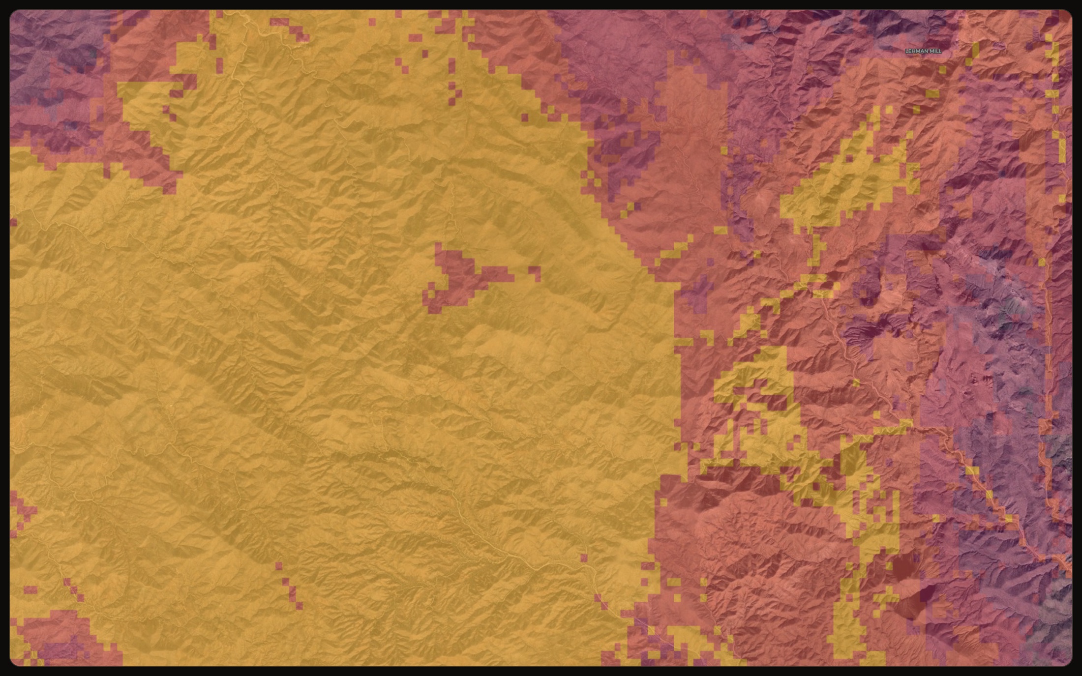 Gold prospectivity heatmap with a point read showing gold potential